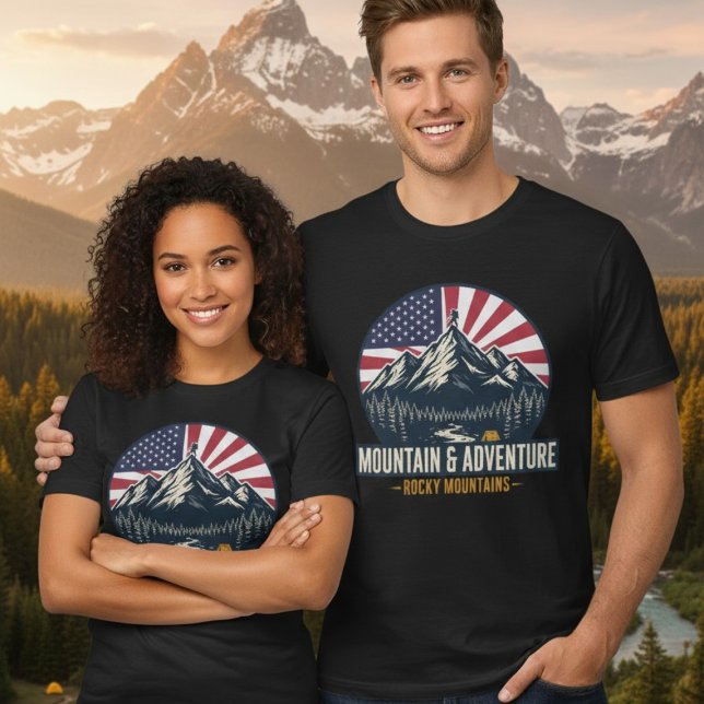 Rocky Mountains Patriotic Outdoor Adventure Hiking Tri-Blend Shirt (Creator Uploaded)