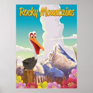 Rocky Mountains Pelican travel poster