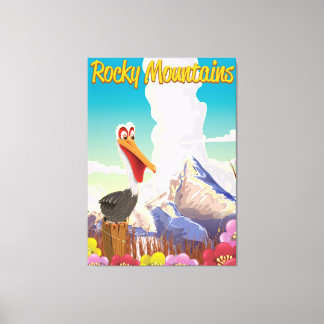 Rocky Mountains Pelican travel poster Canvas Print