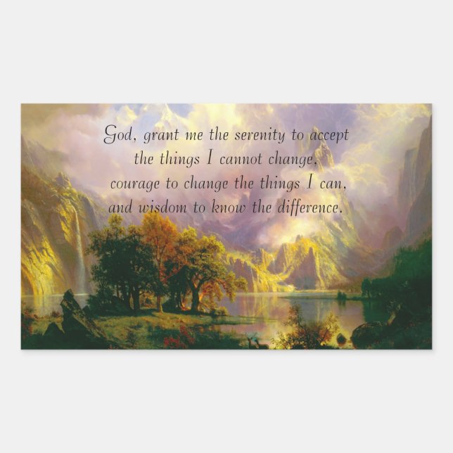 Rocky mountains serenity prayer rectangular sticker (Front)