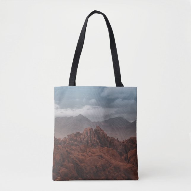 ROCKY MOUNTAINS UNDER GRAY SKIES TOTE BAG (Front)