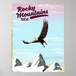 Rocky Mountains USA Vintage travel poster