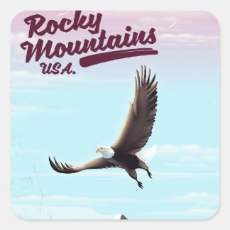Rocky Mountains USA Vintage travel poster Square Sticker