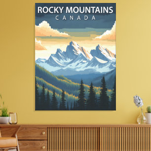Rocky Mountains – Vintage Travel Poster of Canada’ Canvas Print