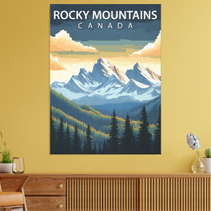 Rocky Mountains – Vintage Travel Poster of Canada’ Canvas Print