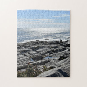Rocky New England Coastline Maine Beach Photograph Jigsaw Puzzle