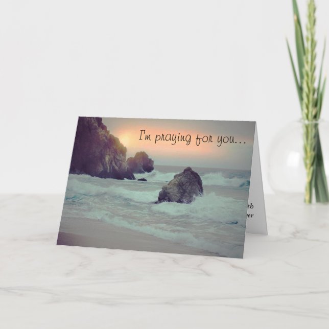 Rocky Ocean Shore "Praying for You"  Greeting Card (Front)