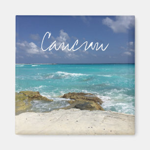 Rocky Ocean Waves Cancun Mexico Beach Magnet