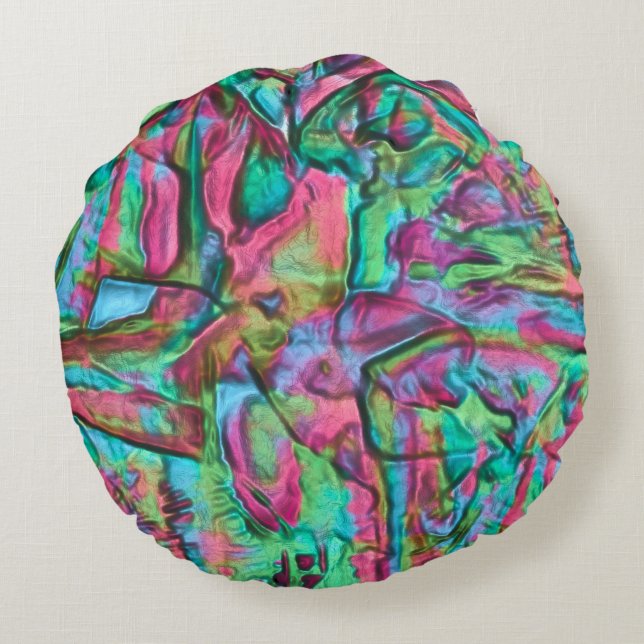 Rocky or rumpled coloured with softly silky shades round cushion (Back)