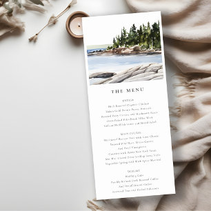 Rocky Pine Mountain Seascape Wedding Menu Card