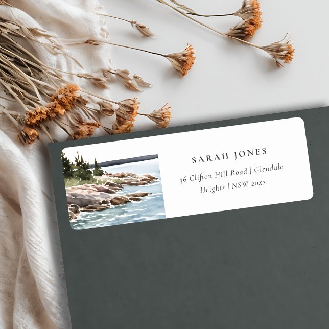 Rocky Pine Mountain Watercolor Seascape Address (Creator Uploaded)