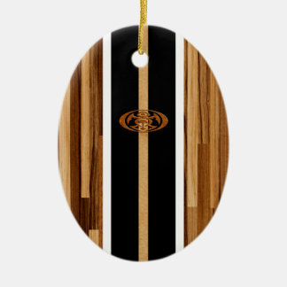 Rocky Point Hawaiian Engineered FauxWood Surfboard Ceramic Tree Decoration