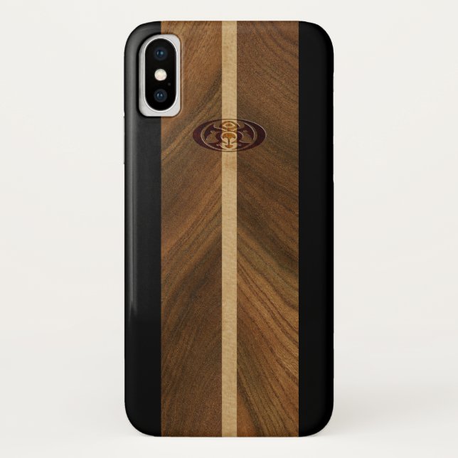 Rocky Point Hawaiian Faux Wood Surfboard Case-Mate iPhone Case (Back)