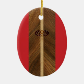 Rocky Point Hawaiian Faux Wood Surfboard Ceramic Tree Decoration