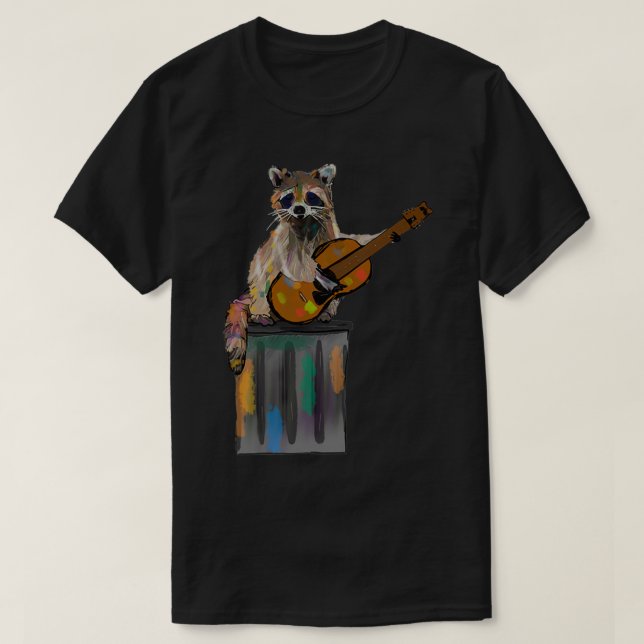 Rocky Racoon Guitar playing Racoon Beatles T-Shirt (Design Front)
