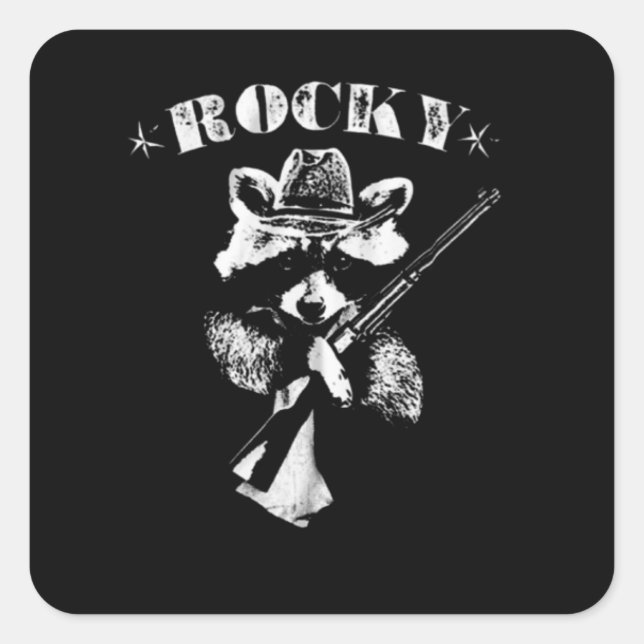 Rocky Racoon Square Sticker (Front)