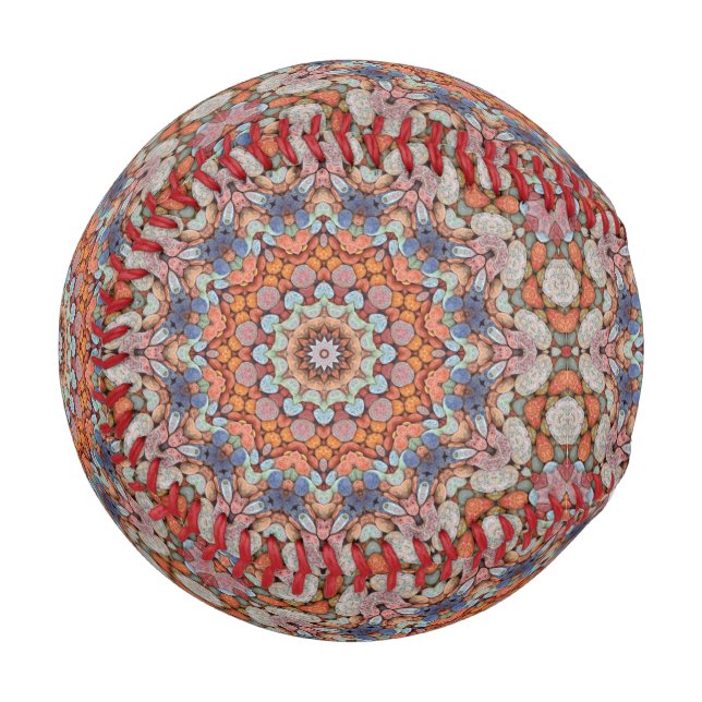 Rocky Roads Rustic Orange Vintage Kaleidoscope Baseball (Front Left)