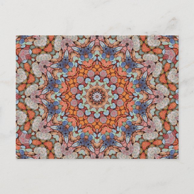 Rocky Roads Rustic Orange Vintage Kaleidoscope Postcard (Front)