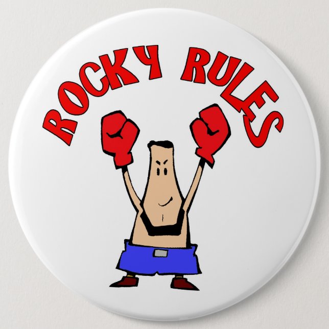 Rocky Rules, Boxer 6 Cm Round Badge (Front)