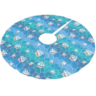 Rocky Sea Pattern Brushed Polyester Tree Skirt