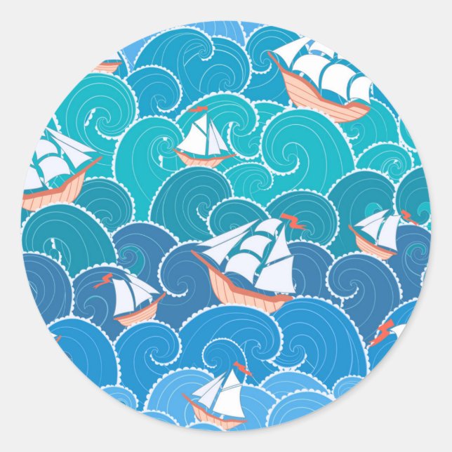 Rocky Sea Pattern Classic Round Sticker (Front)