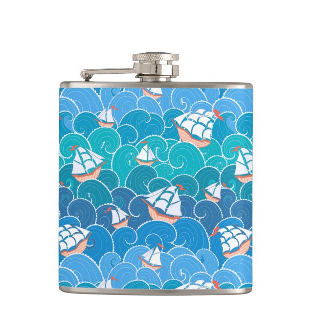 Rocky Sea Pattern Hip Flask (Front)
