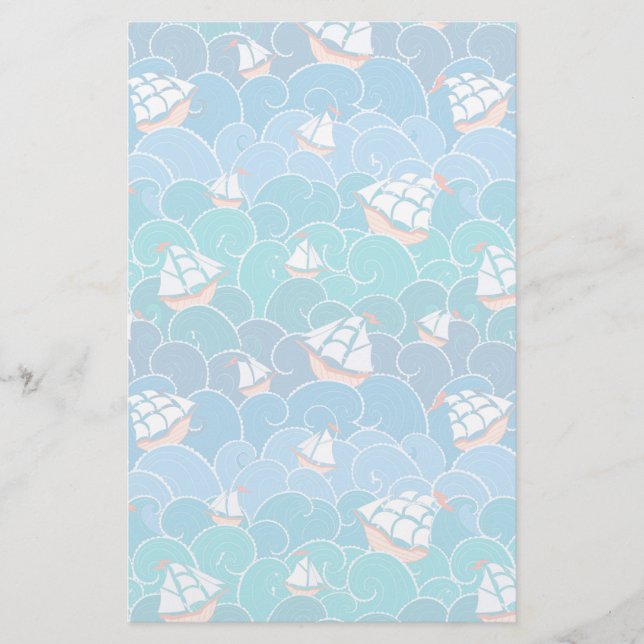 Rocky Sea Pattern Stationery (Front)