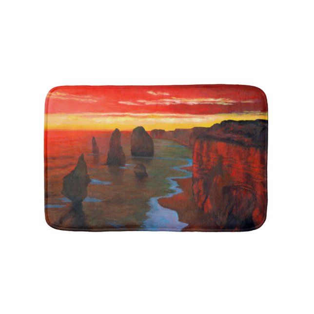 Rocky Seashore At Sunset Bath Mat (Front)