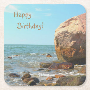 Rocky Seashore Square Paper Coaster