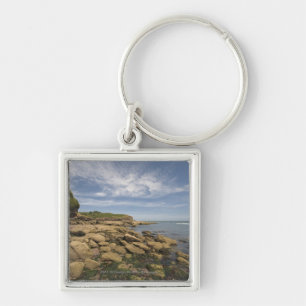 Rocky Seaside With Motorboat Travelling Key Ring