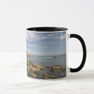 Rocky Seaside With Motorboat Travelling Mug