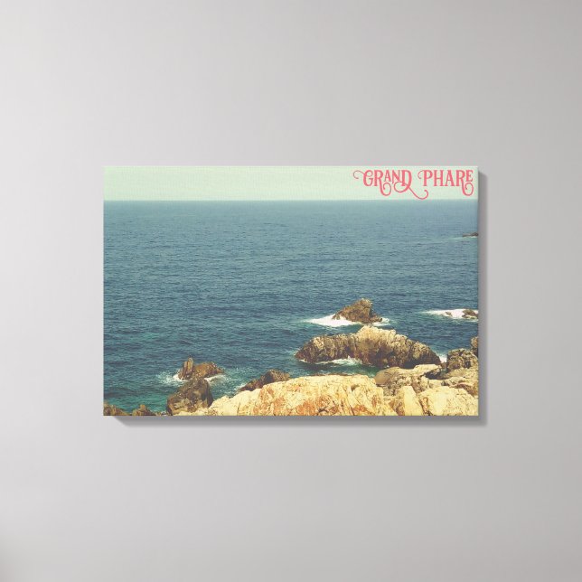 Rocky shore beach of the Grand Phare of Jijel  Canvas Print (Front)