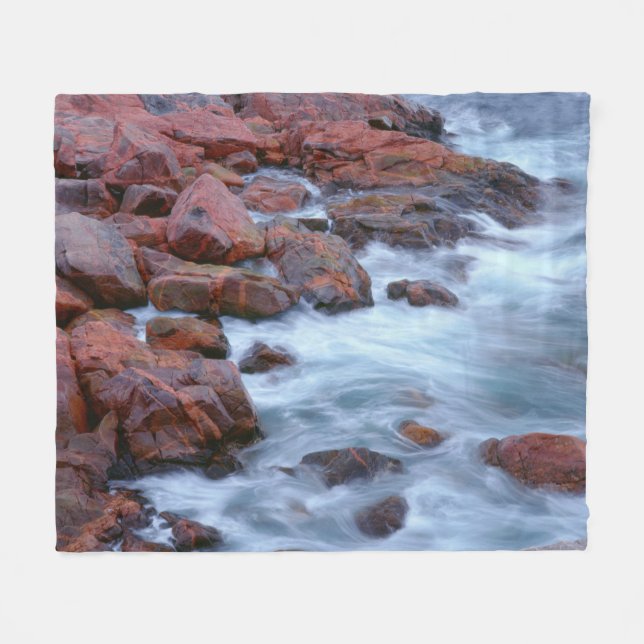 Rocky shoreline with water, Canada Fleece Blanket (Front (Horizontal))