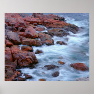 Rocky shoreline with water, Canada Poster