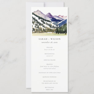 Rocky Snow Mountain Landscape Wedding Program Invitation