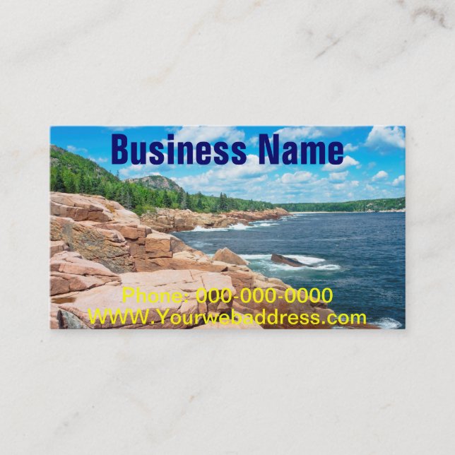 Rocky Summer Seascape Acadia National Park Maine Business Card (Front)