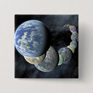Rocky, terrestrial worlds 15 cm square badge