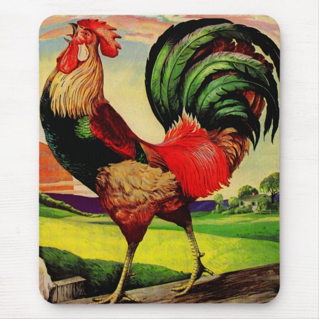 Rocky the Handsome Rooster Mouse Mat (Front)