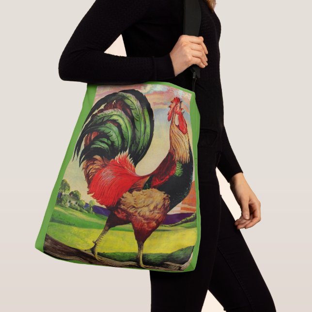Rocky the Handsome Rooster print Crossbody Bag (Close Up)