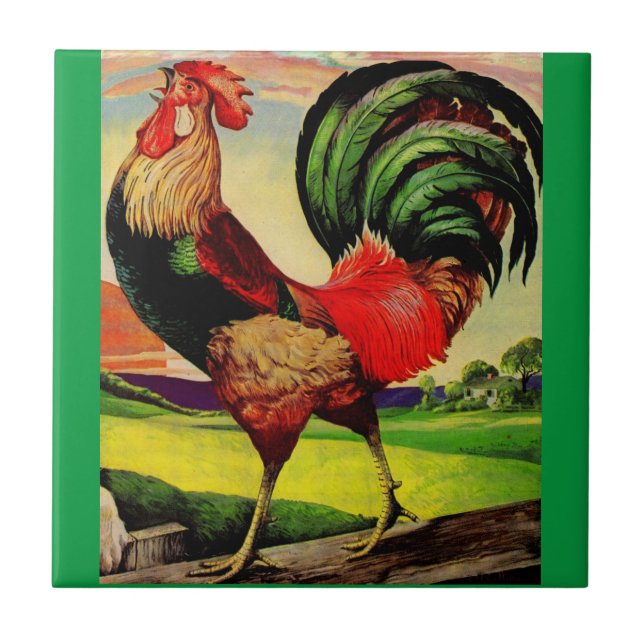 Rocky the Handsome Rooster Tile (Front)