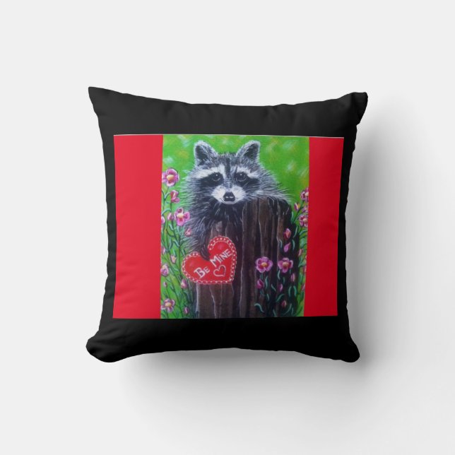 Rocky the Racoon Valentine Pillow (Front)