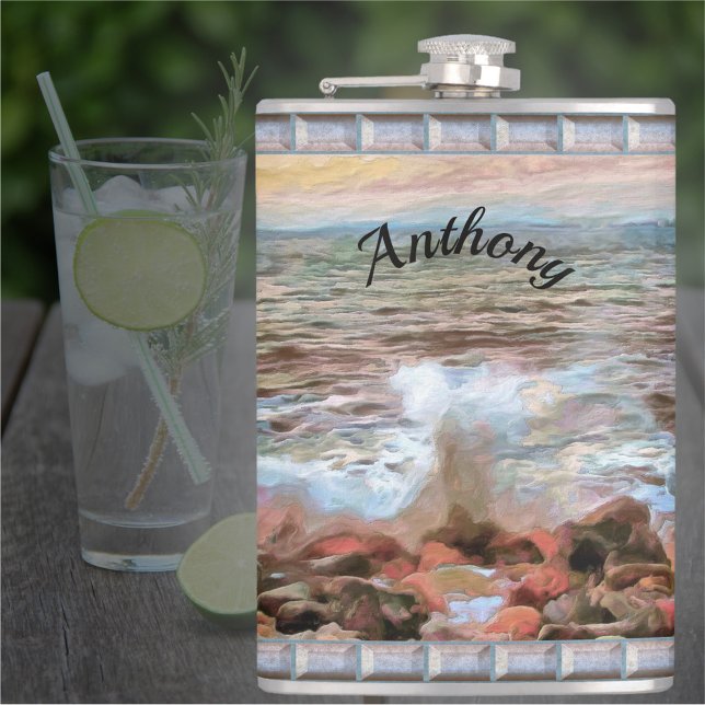 Rocky Waves 0742 Hip Flask (Creator Uploaded)