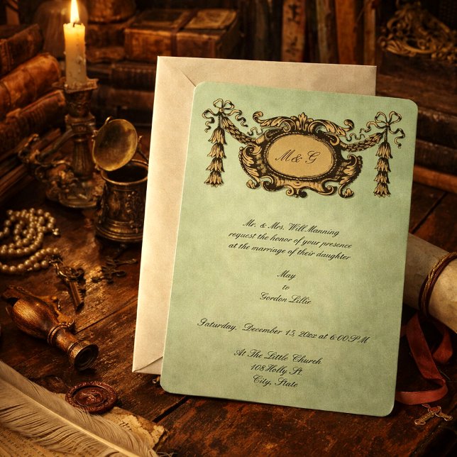 Rococo 1691 Crest Monogram Customisable Colours Invitation (Creator Uploaded)