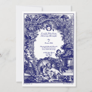 Rococo 1771 Altar With Floral Garlands & Cherubs Invitation