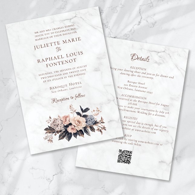 Rococo Baroque Floral All in One Wedding Invitation (Creator Uploaded)