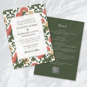 Rococo Baroque Floral All in One Wedding Invitation
