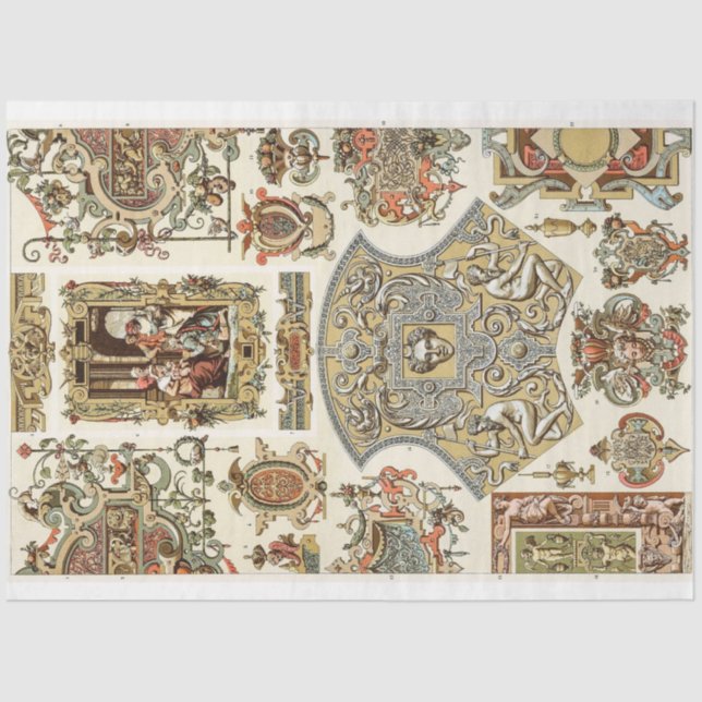 Rococo baroque style decorative decoupage paper (Front)