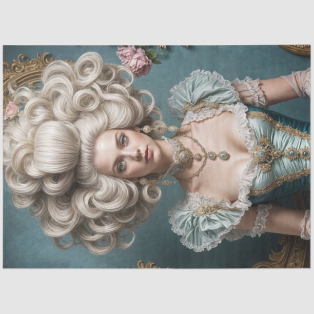 Rococo Beauty Decoupage Paper – Opulent Gown  (Front)