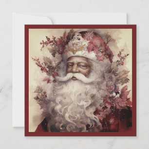 Rococo Black Santa White Beard Maple Leaf Holiday Card