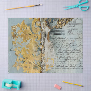 Rococo Blue Gold Italian Romantic Tissue Paper